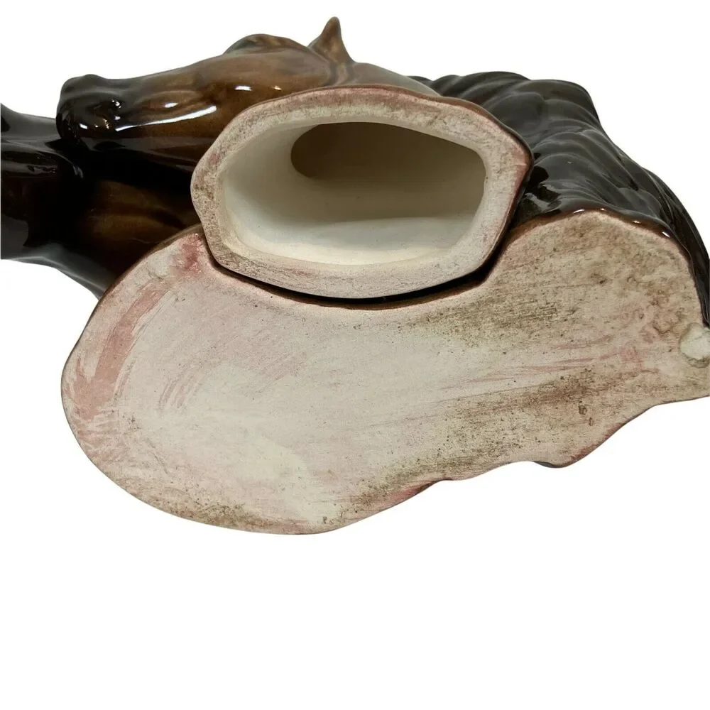 Mare And Foal Planter Vintage Brown Glossy Finish Beautiful Glazed 8" x 3.5" - Picture 10 of 12